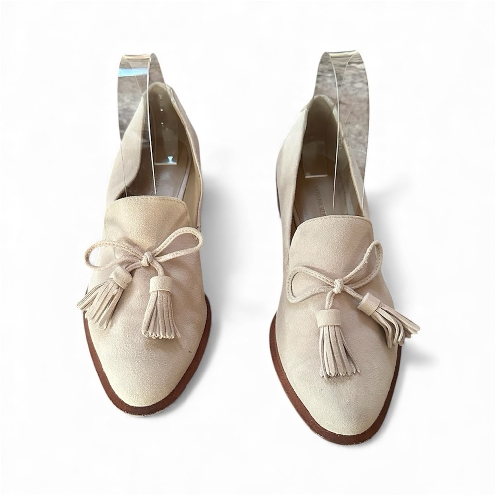 Banana Republic Cream Suede Tassel Loafers